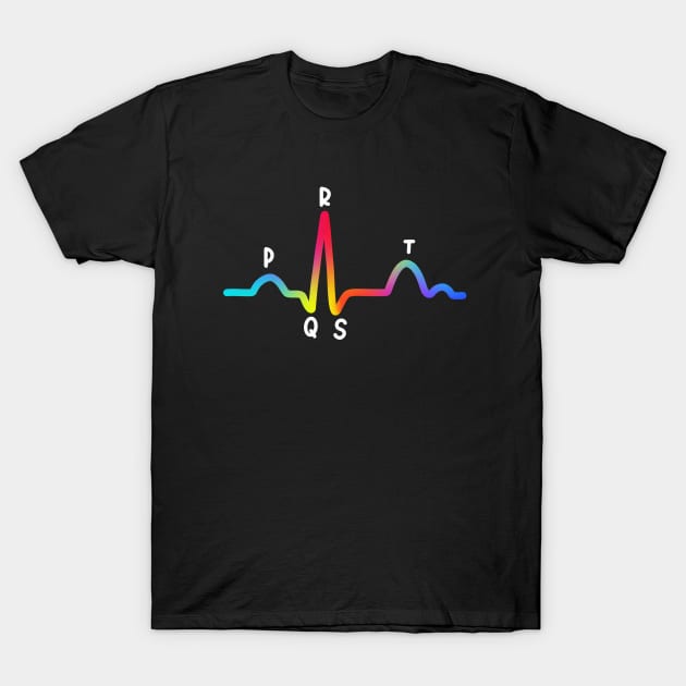 Hand Drawn Rainbow Electrocardiogram T-Shirt by Sofia Sava